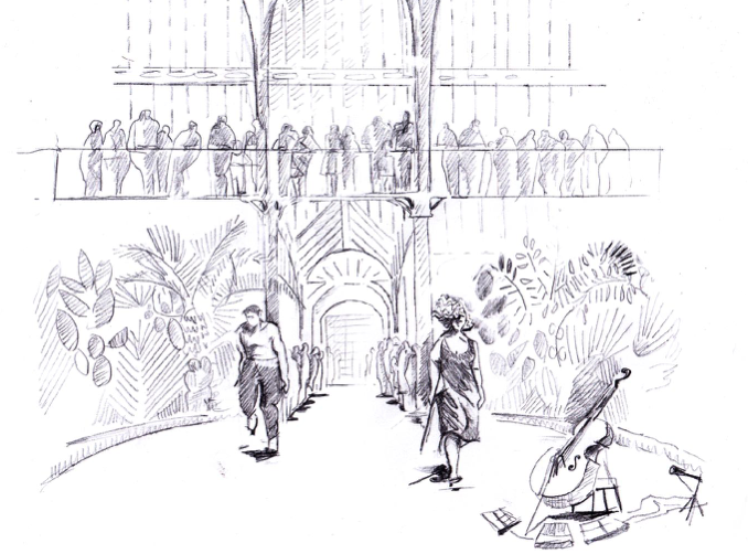 A storyboard illustration of our show at Kew Gardens