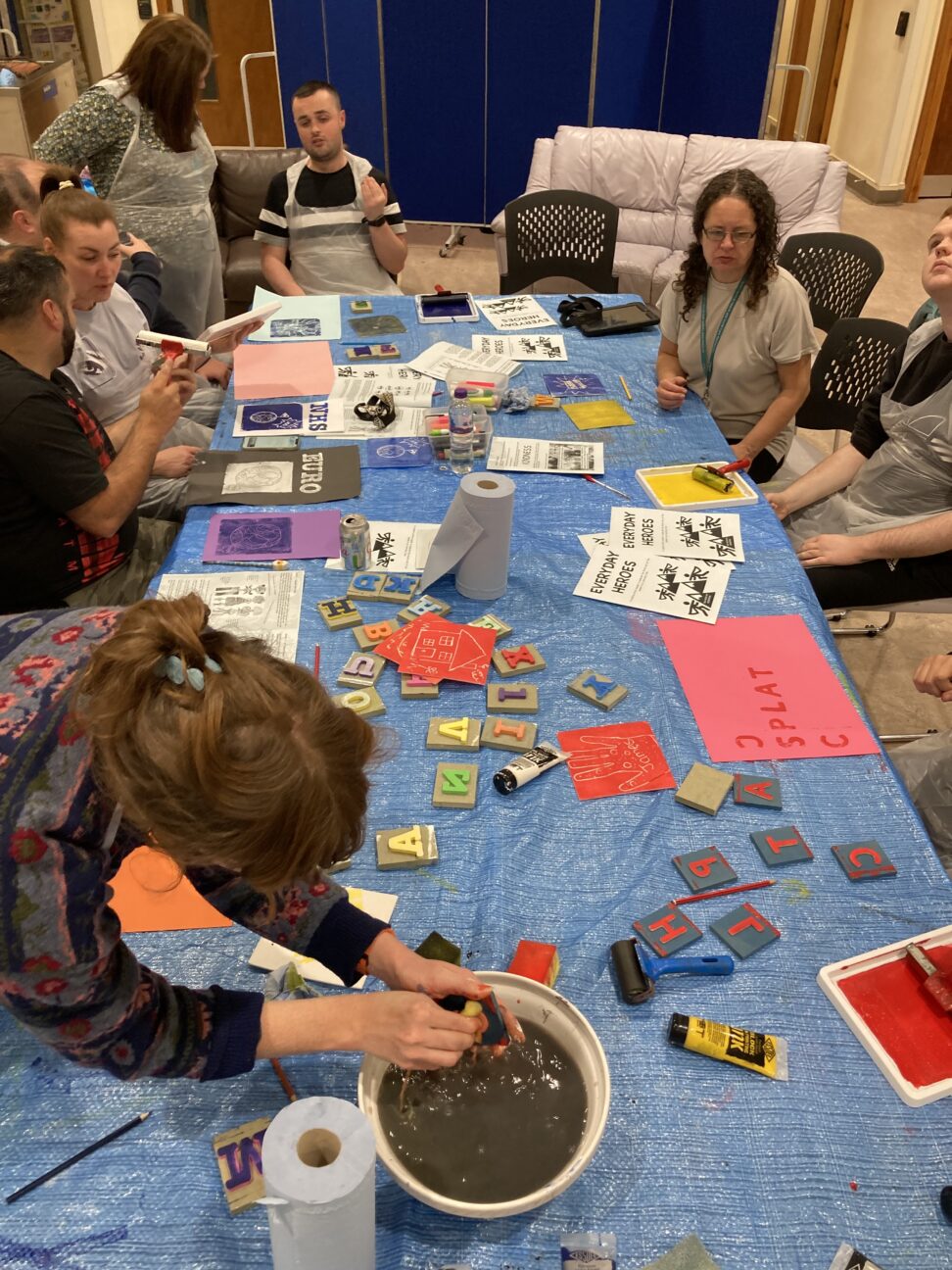 Artist Ruby Pester running art workhops with local youth groups for Paisley Halloween Festival