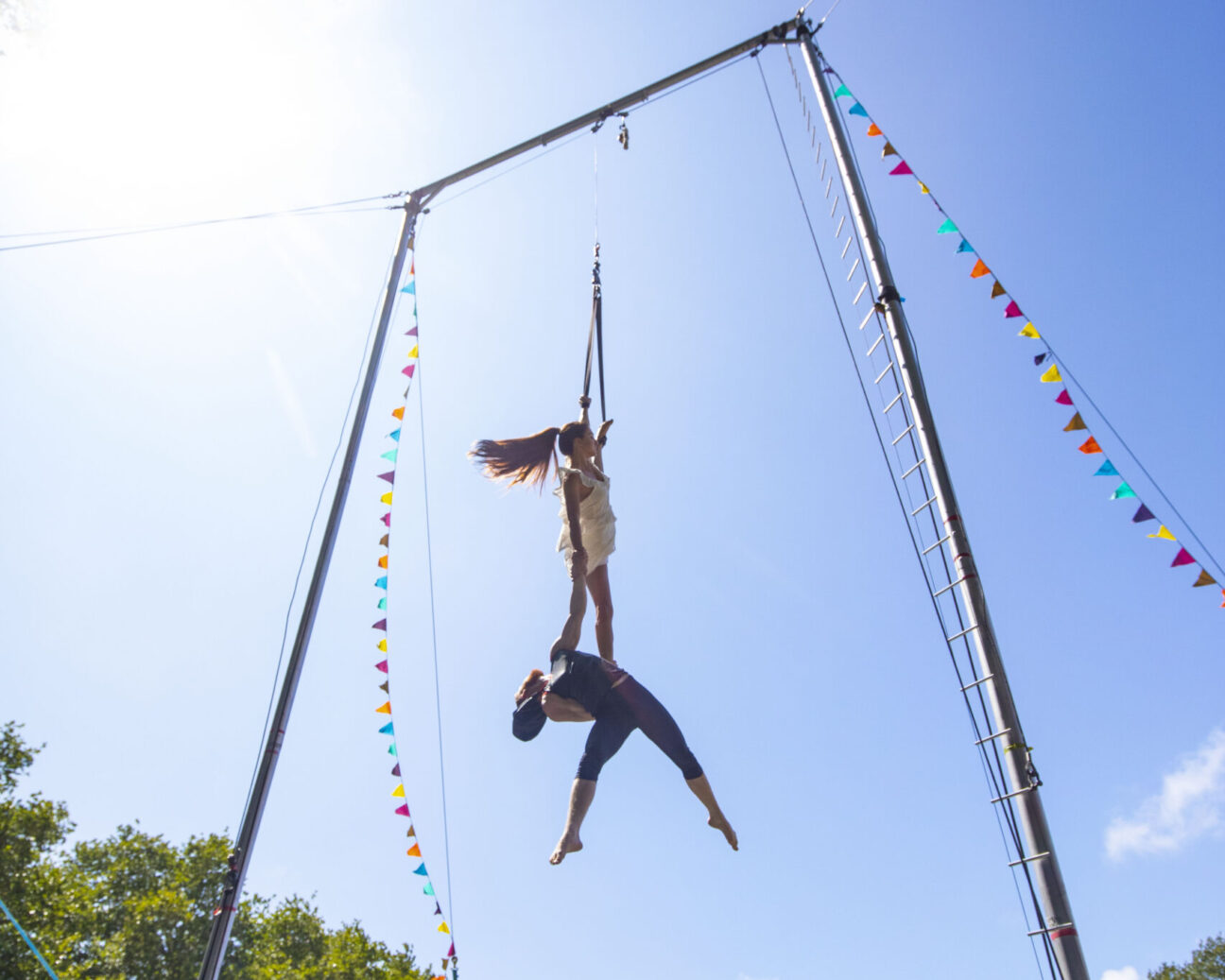 Bristol Harbourside Festival, a male and female aerial straps duet.