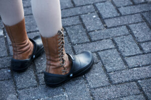 The feet of the performer. Portolan, Sunderland Tall Ships, Cirque Bijou. Image Dan Prince. 