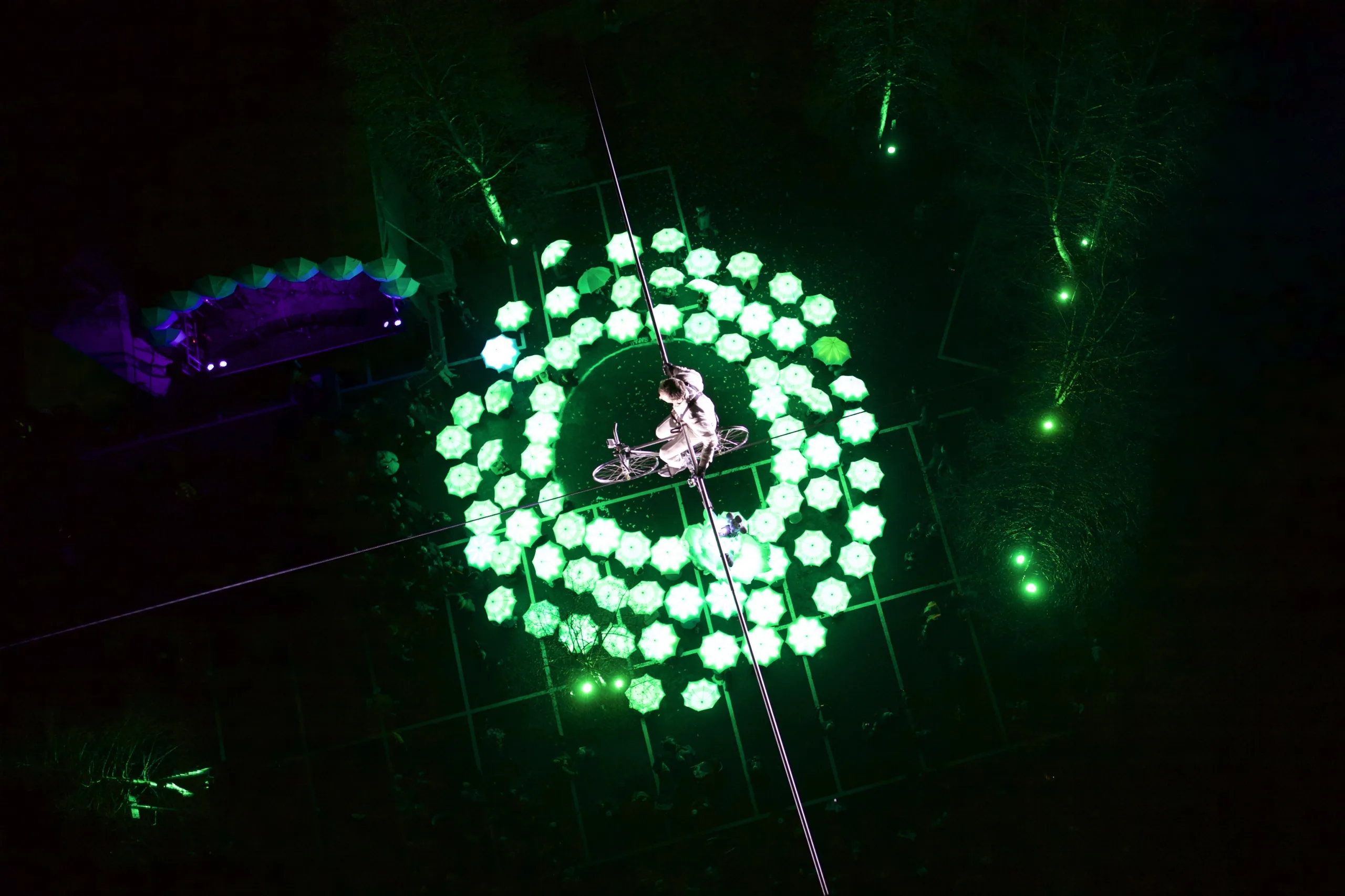 Highwire and LED umbrellas, Bristol Green Capital 2015, photo Andre Pattenden