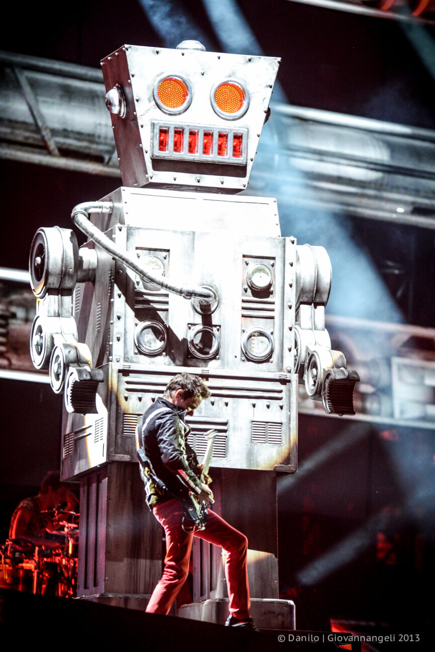 Charles the Robot onstage with Matt Bellamy of MUSE