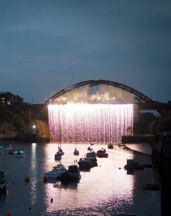 Pyrotechnics waterfall at Sunderland Tall Ships.